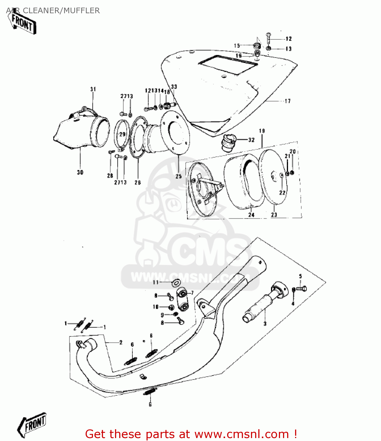 AIR CLEANER/MUFFLER KX125 1974