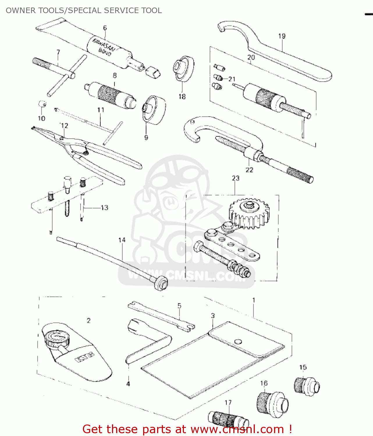 OWNER TOOLS/SPECIAL SERVICE TOOL KX125 1974