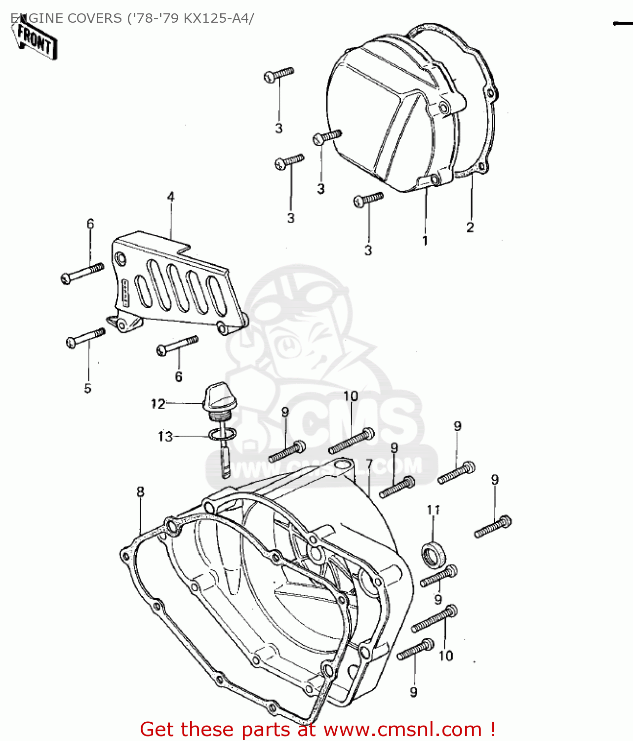 ENGINE COVERS ('78-'79 KX125-A4/ KX125 1974