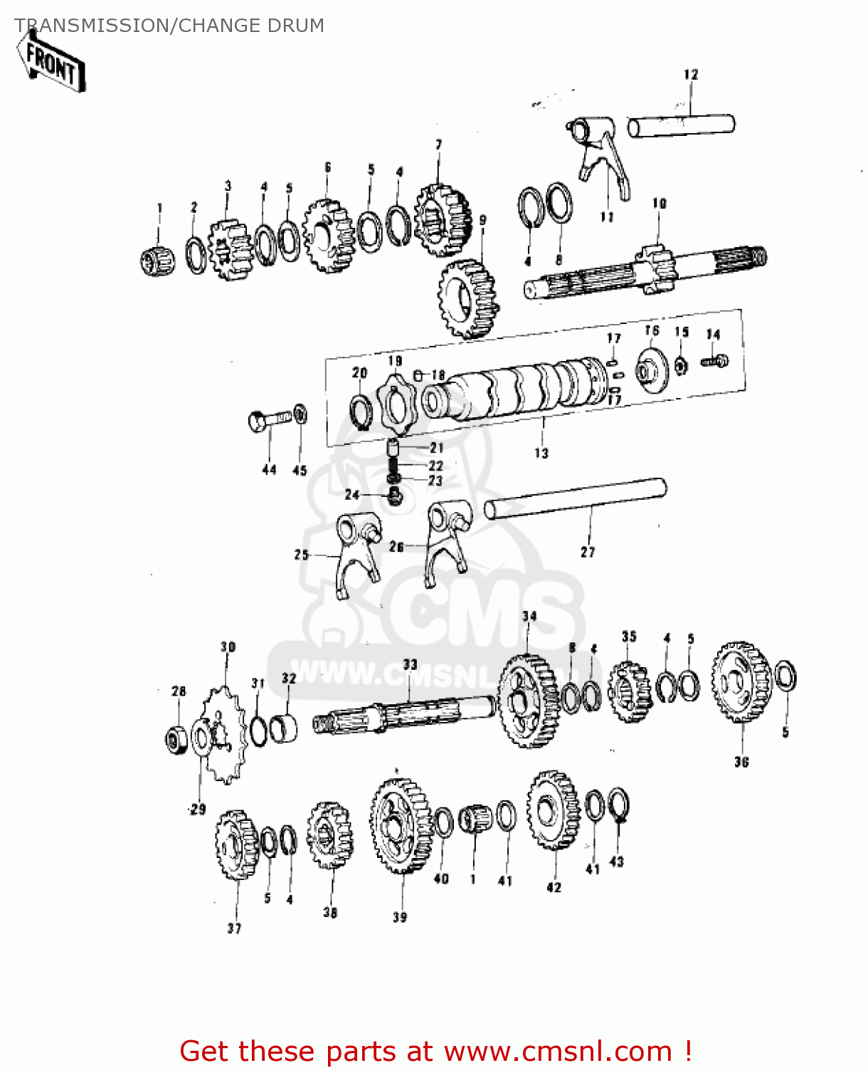 TRANSMISSION/CHANGE DRUM KX125 1974
