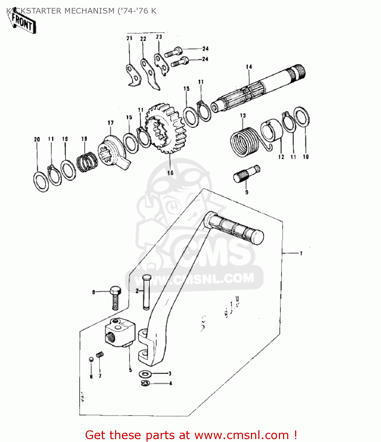 KICKSTARTER MECHANISM ('74-'76 K KX125 1974