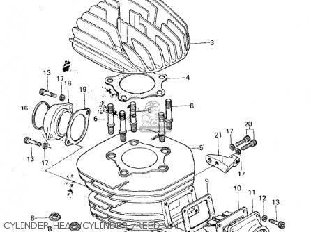 CYLINDER HEAD/CYLINDER /REED VAL - KX125 1974