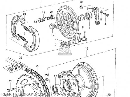 REAR HUB/BRAKE/CHAIN ('78-'79 KX - KX125 1974