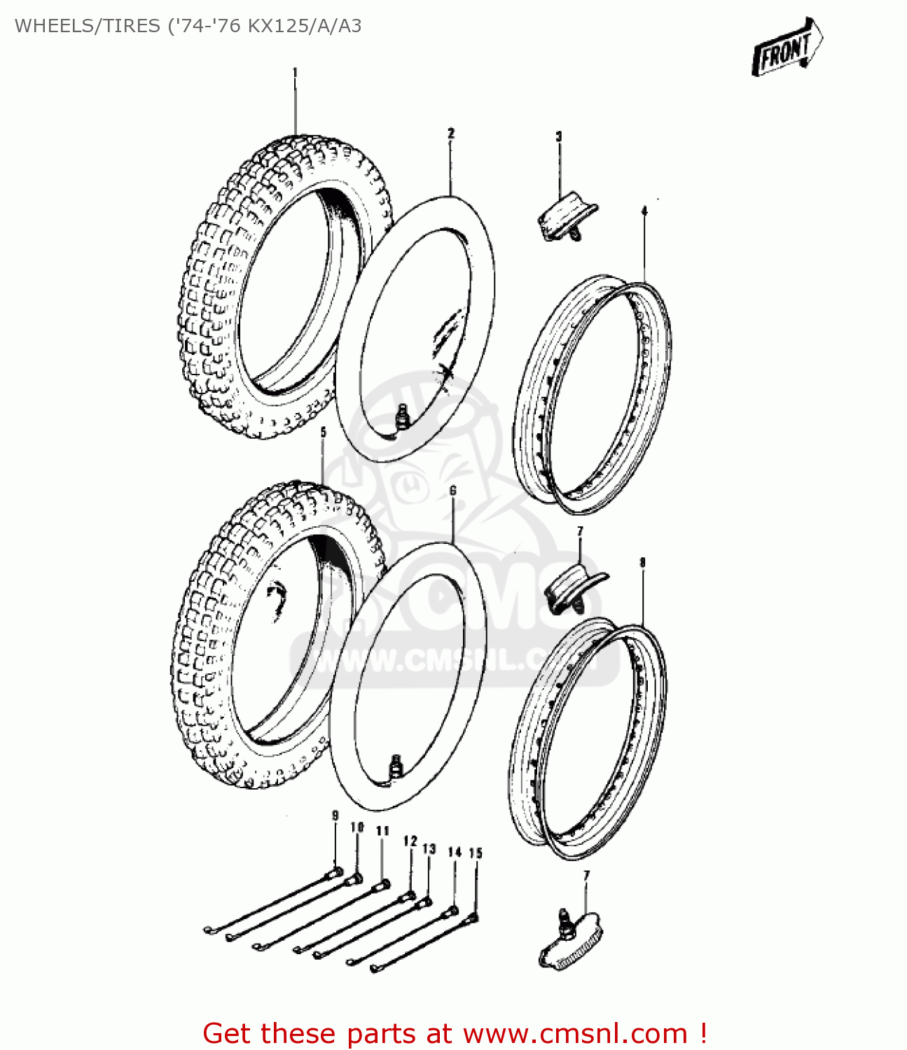 WHEELS/TIRES ('74-'76 KX125/A/A3 KX125-A 1975