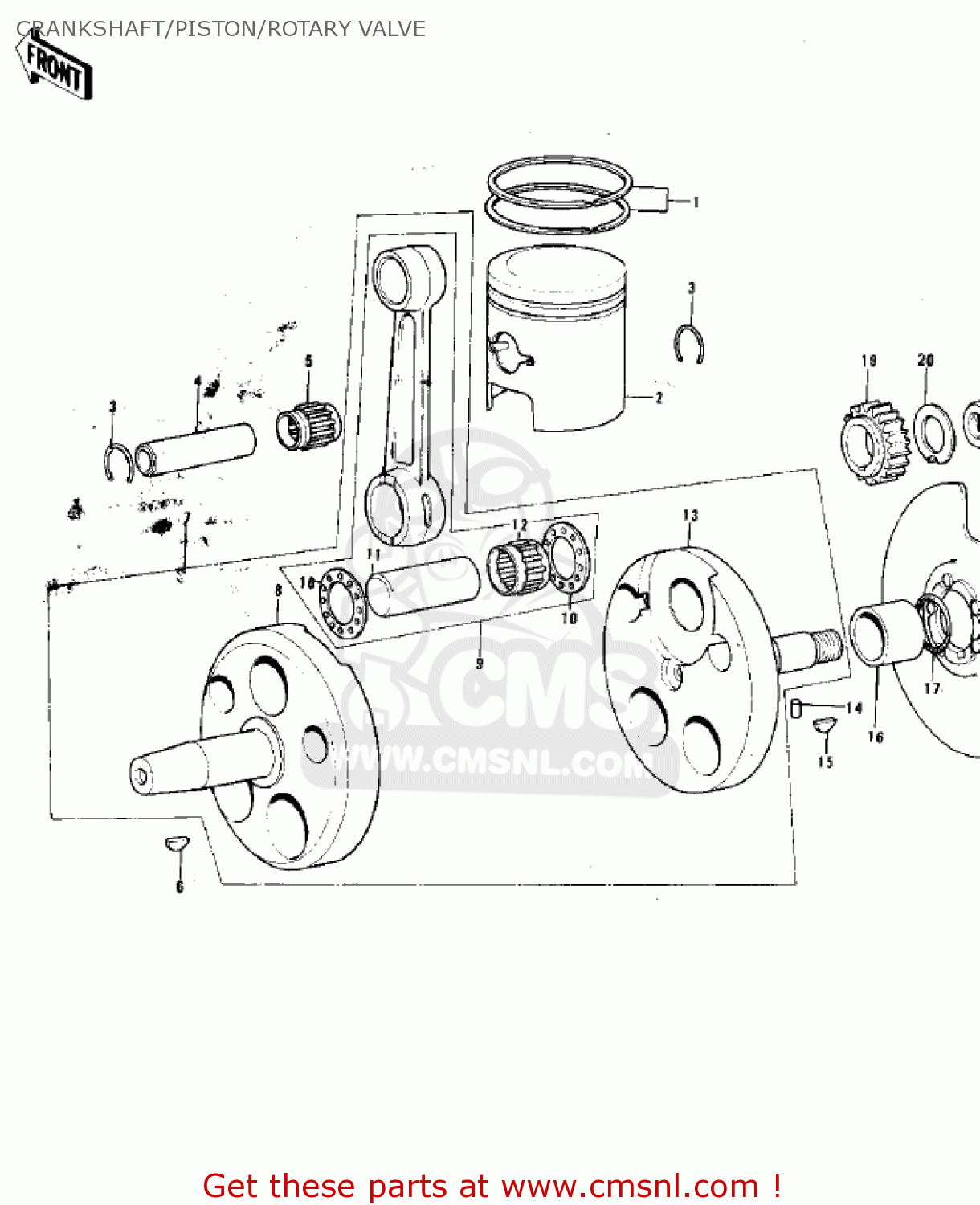 CRANKSHAFT/PISTON/ROTARY VALVE KX125-A 1975