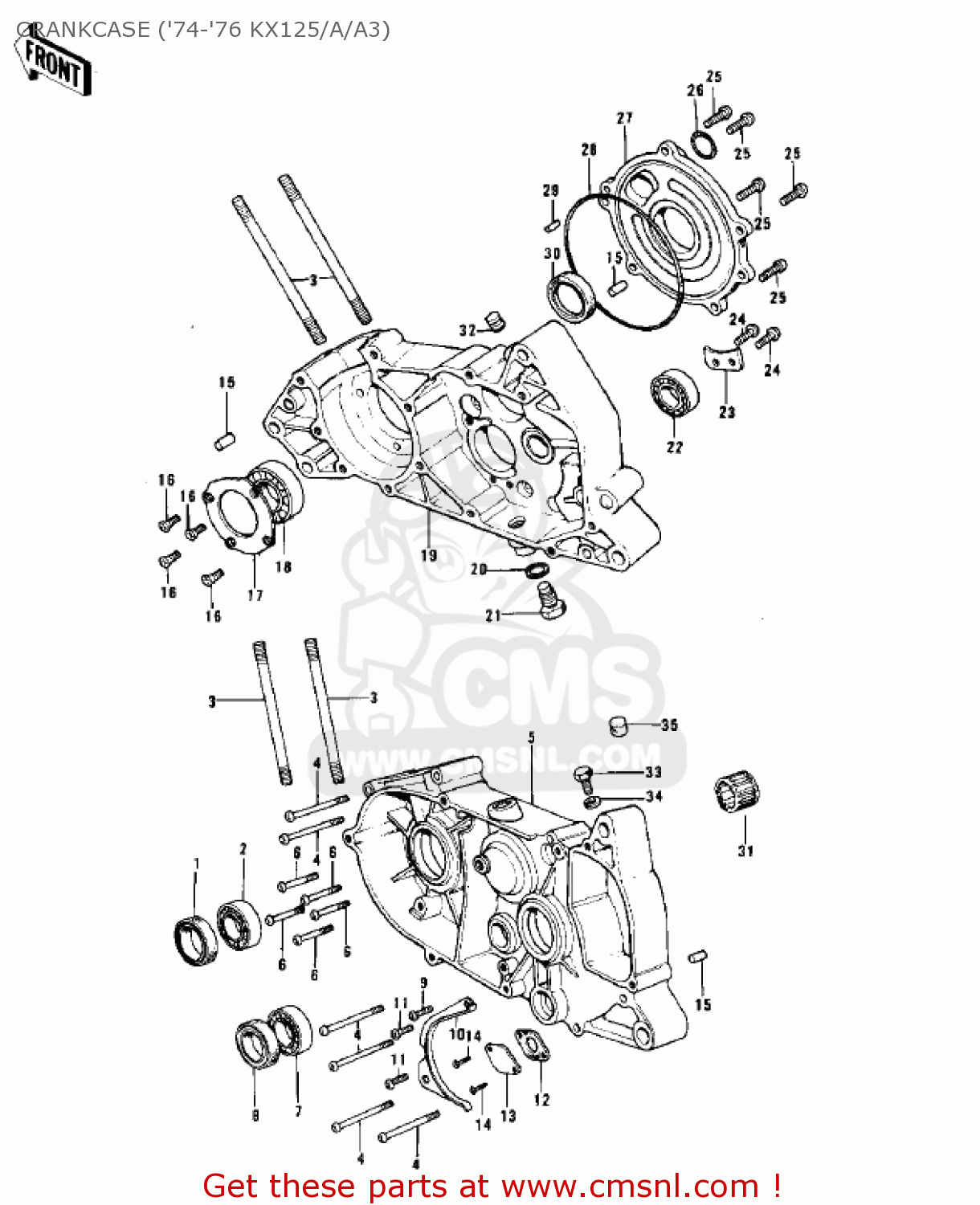 CRANKCASE ('74-'76 KX125/A/A3) KX125-A 1975