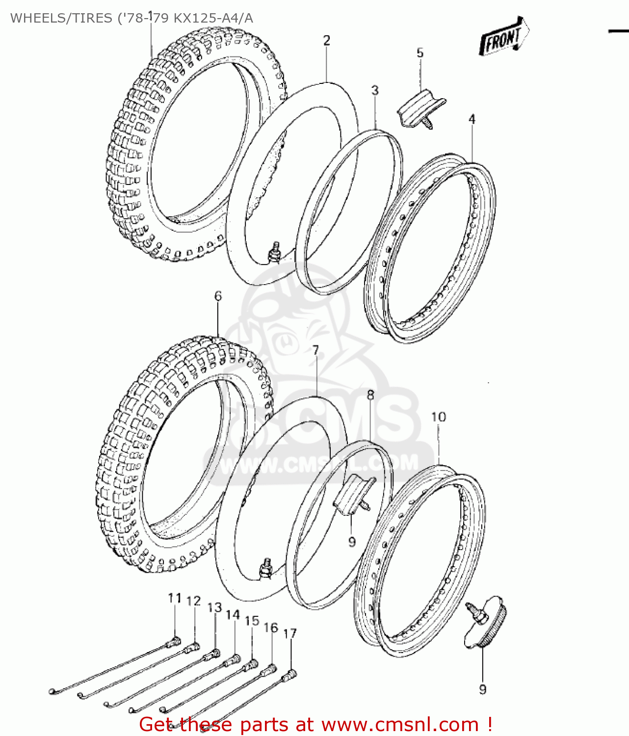 WHEELS/TIRES ('78-'79 KX125-A4/A KX125-A 1975