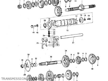 TRANSMISSION/CHANGE DRUM - KX125-A 1975