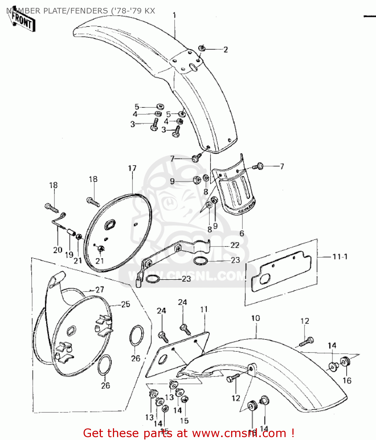 NUMBER PLATE/FENDERS ('78-'79 KX KX125-A3 1976