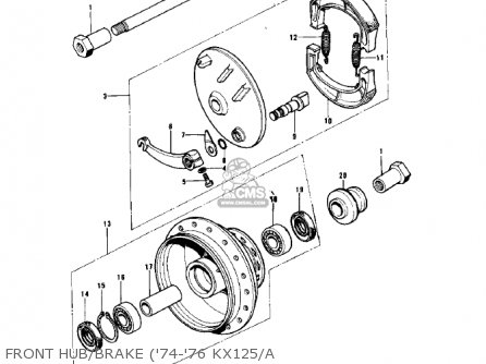 FRONT HUB/BRAKE ('74-'76 KX125/A - KX125-A3 1976