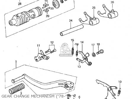 GEAR CHANGE MECHANISM ('78-'79 K - KX125-A3 1976