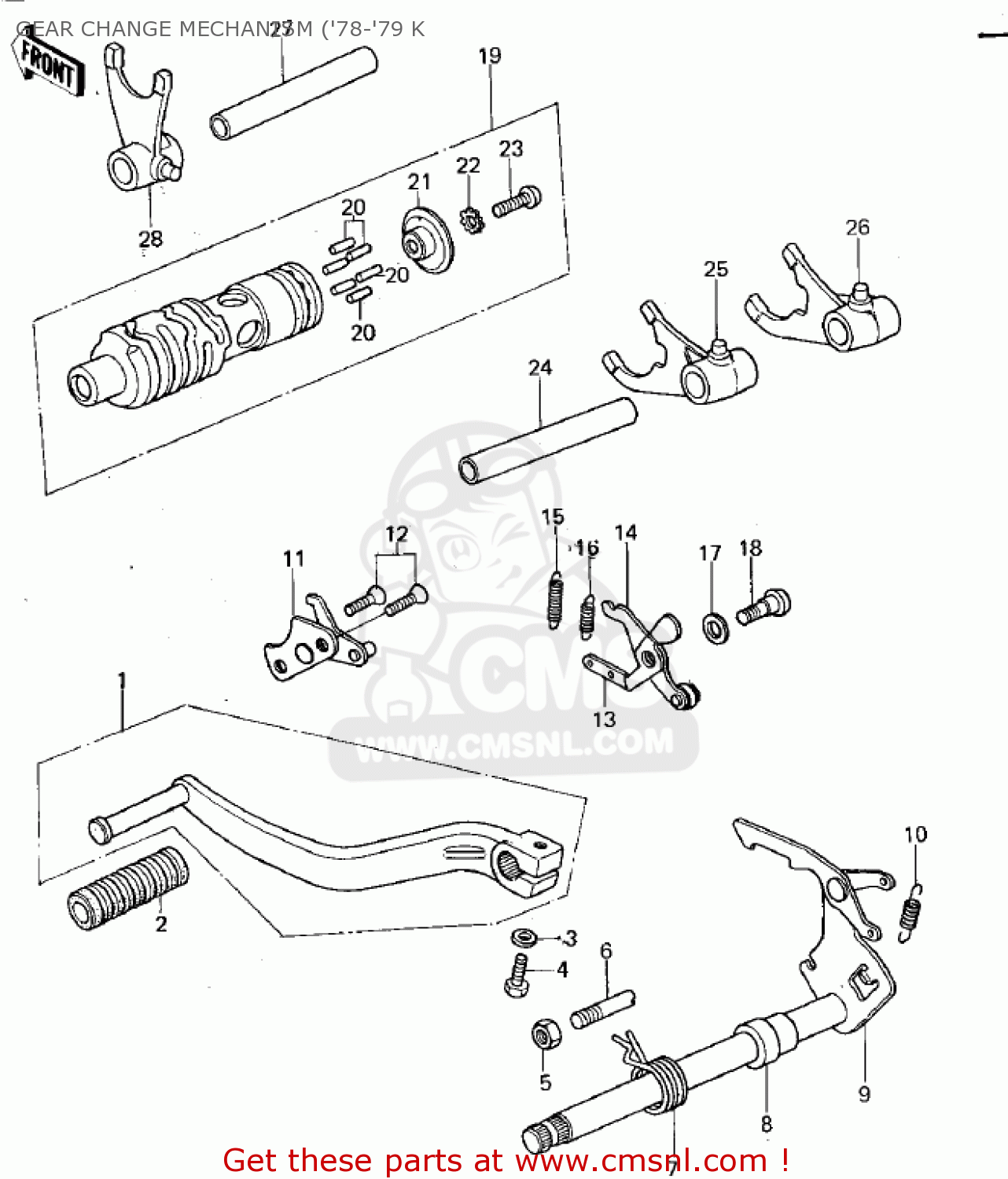 GEAR CHANGE MECHANISM ('78-'79 K KX125-A4 1978