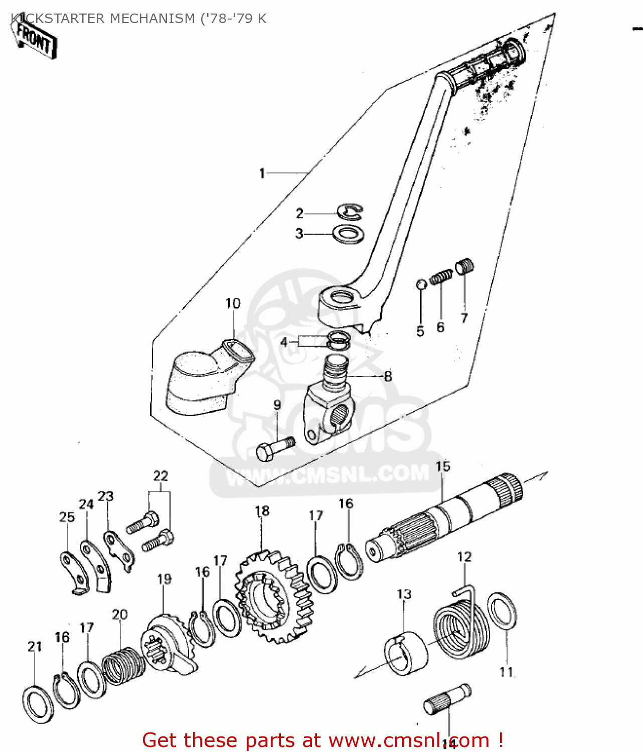 KICKSTARTER MECHANISM ('78-'79 K KX125-A4 1978