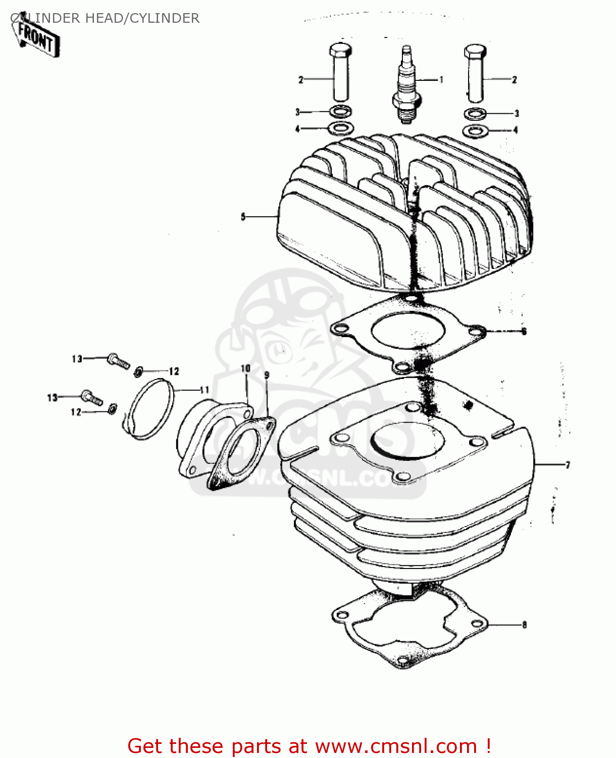 CYLINDER HEAD/CYLINDER KX125-A4 1978