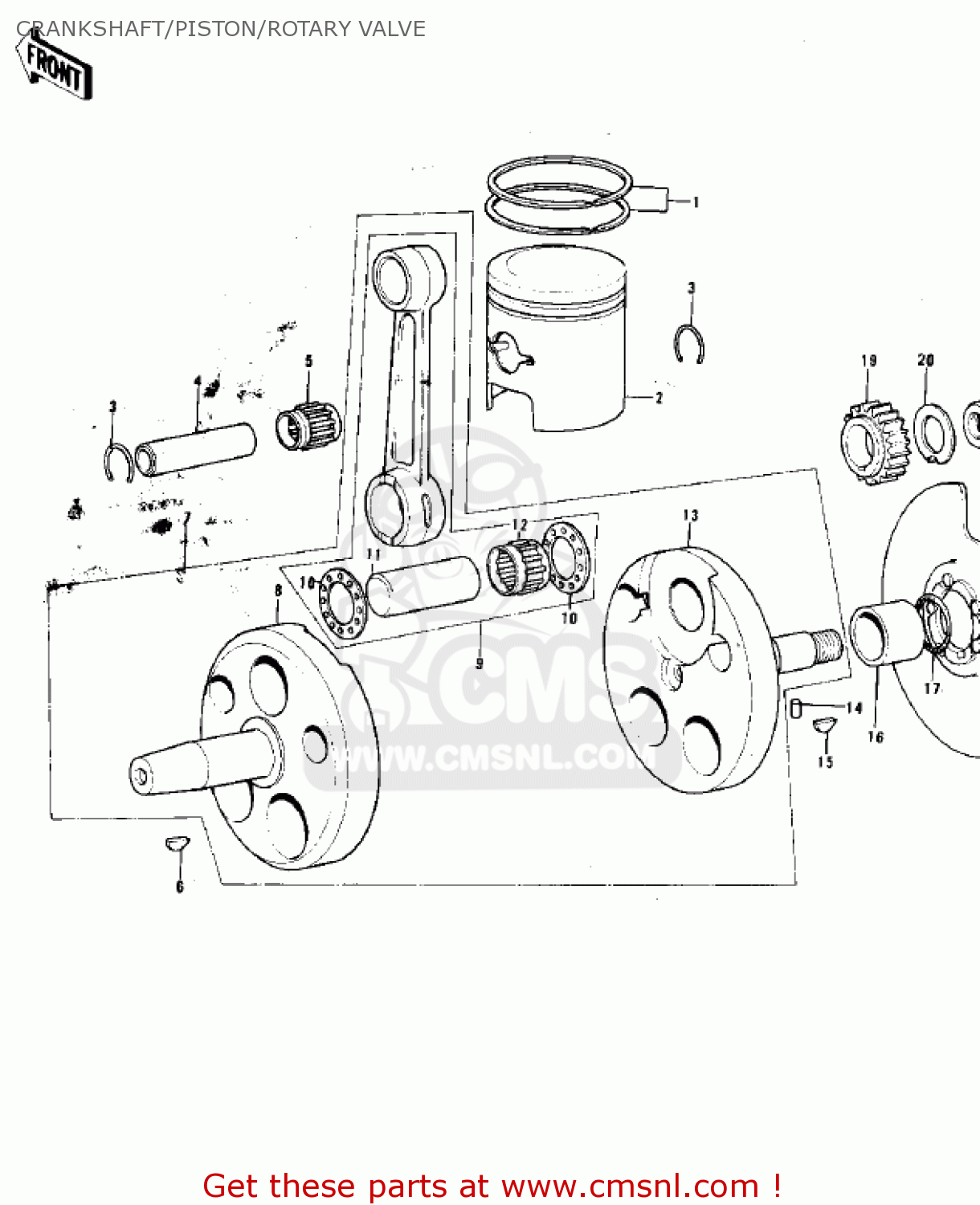CRANKSHAFT/PISTON/ROTARY VALVE KX125-A4 1978