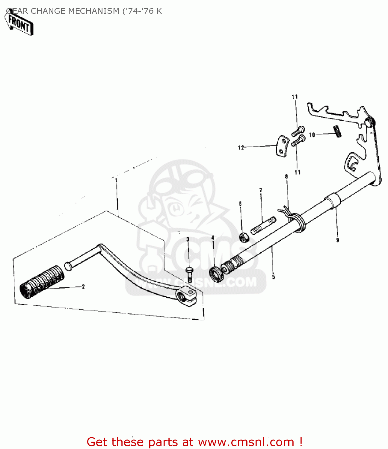 GEAR CHANGE MECHANISM ('74-'76 K KX125-A4 1978