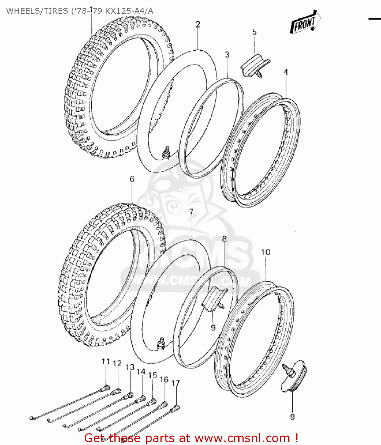WHEELS/TIRES ('78-'79 KX125-A4/A KX125-A4 1978