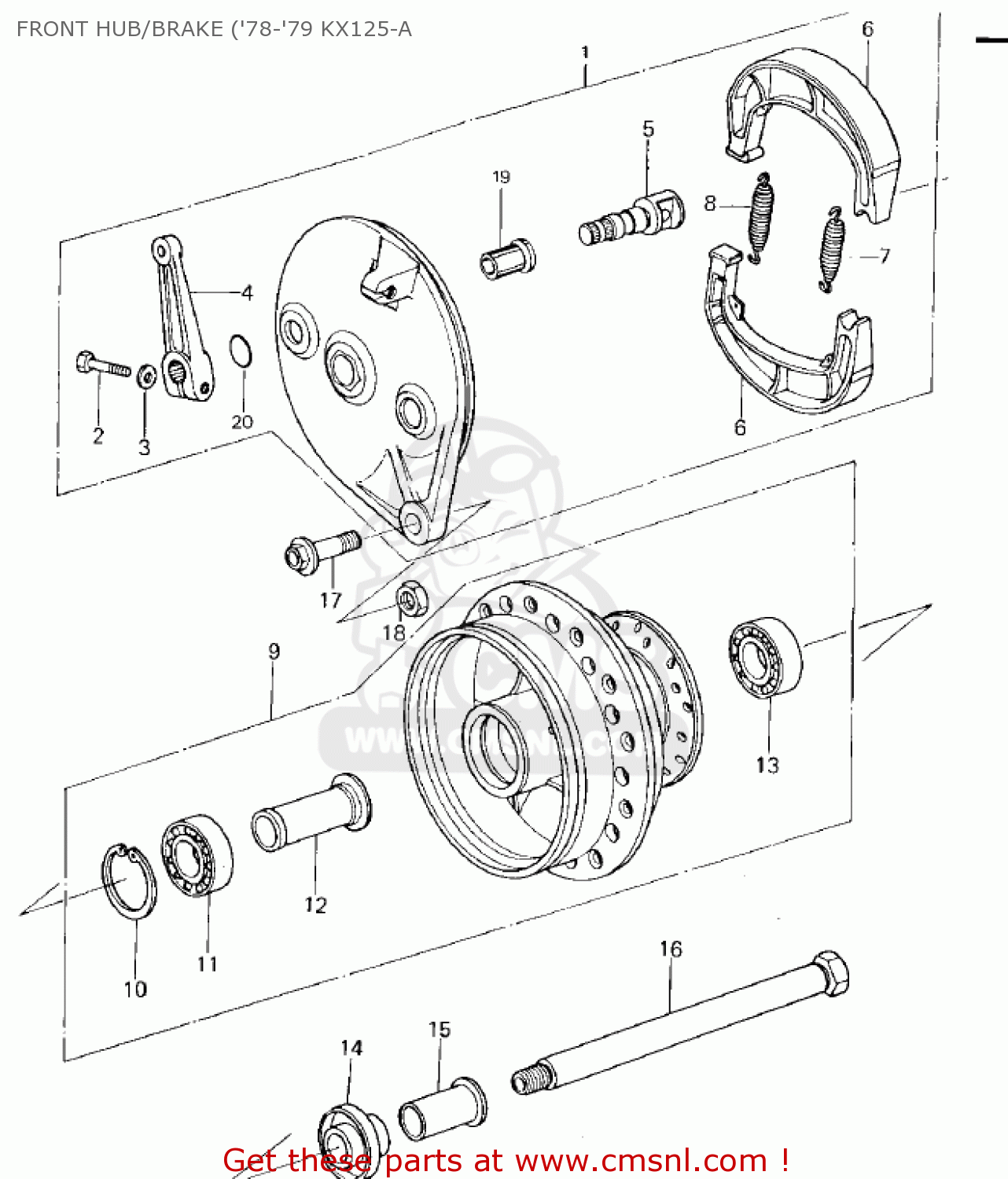 FRONT HUB/BRAKE ('78-'79 KX125-A KX125-A4 1978