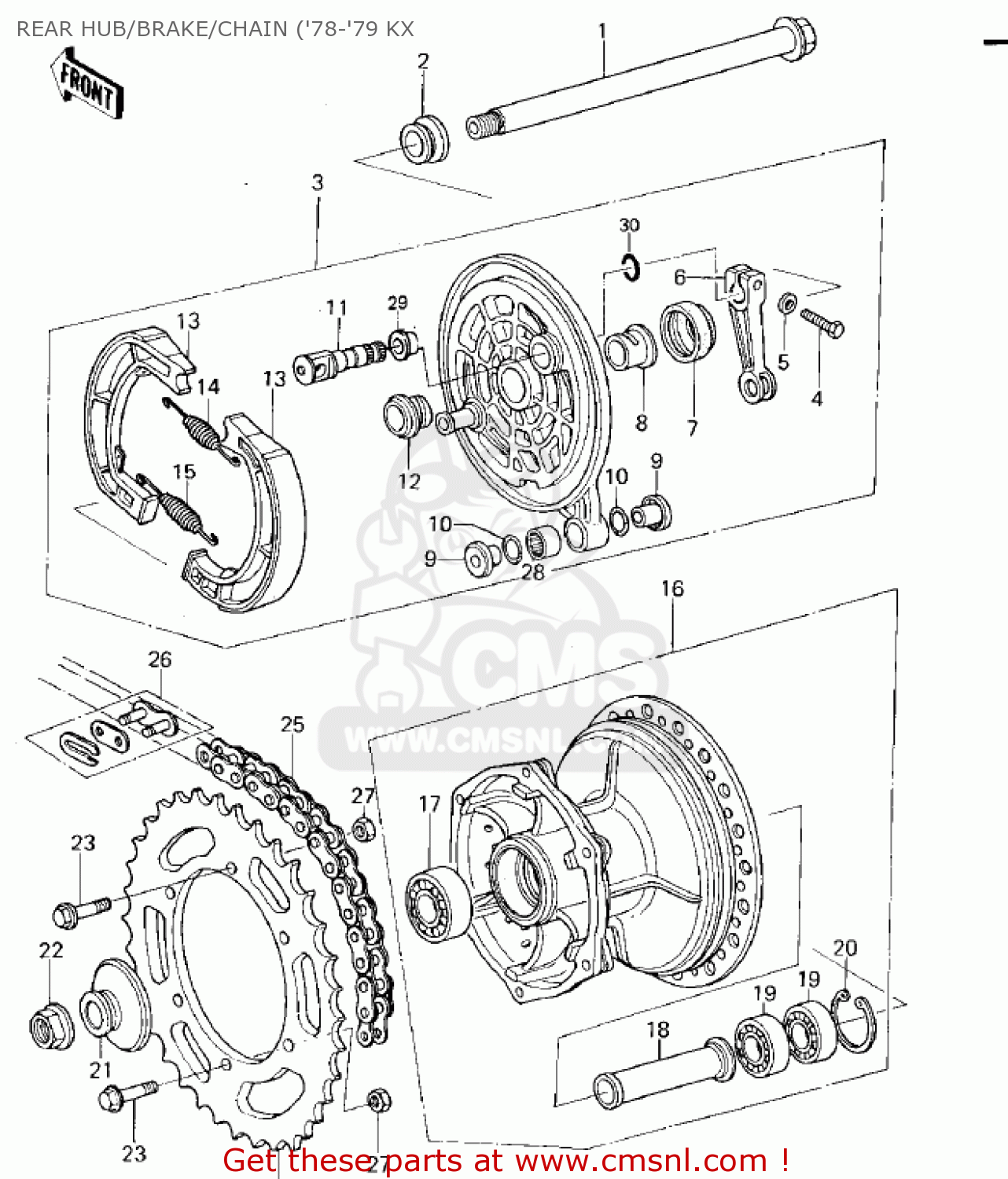 REAR HUB/BRAKE/CHAIN ('78-'79 KX KX125-A4 1978