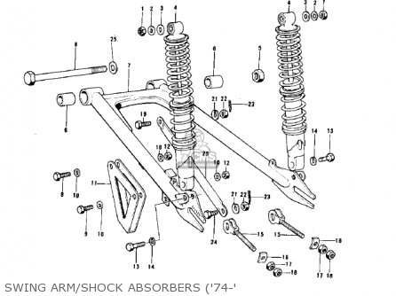 SWING ARM/SHOCK ABSORBERS ('74-' - KX125-A4 1978