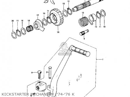 KICKSTARTER MECHANISM ('74-'76 K - KX125-A4 1978