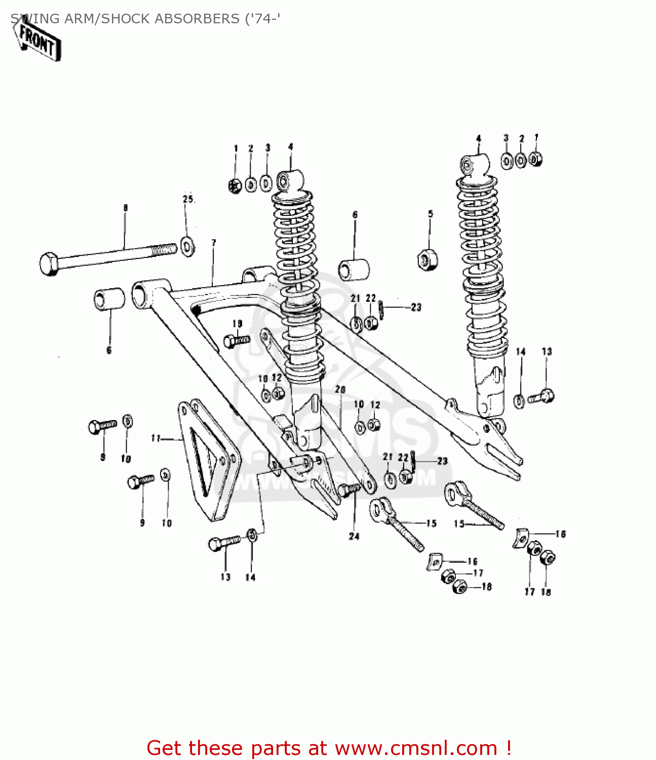 SWING ARM/SHOCK ABSORBERS ('74-' KX125-A5 1979