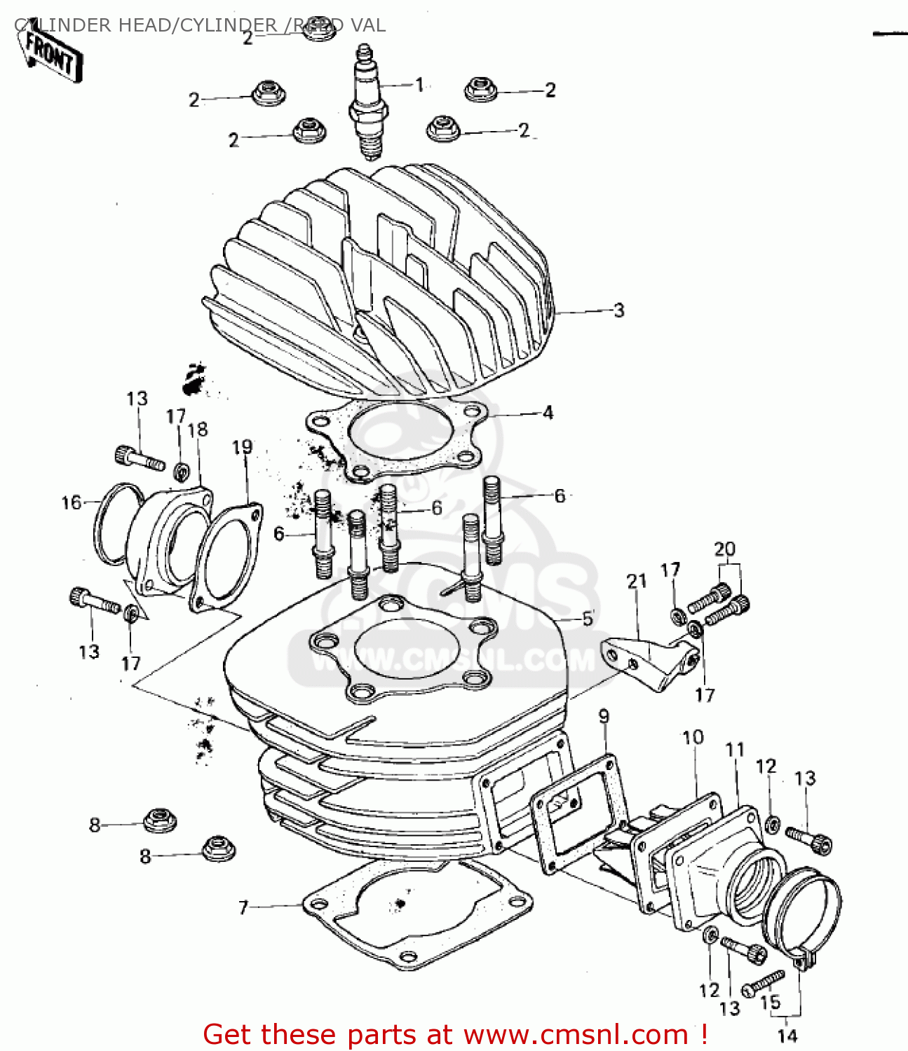 CYLINDER HEAD/CYLINDER /REED VAL KX125-A5 1979