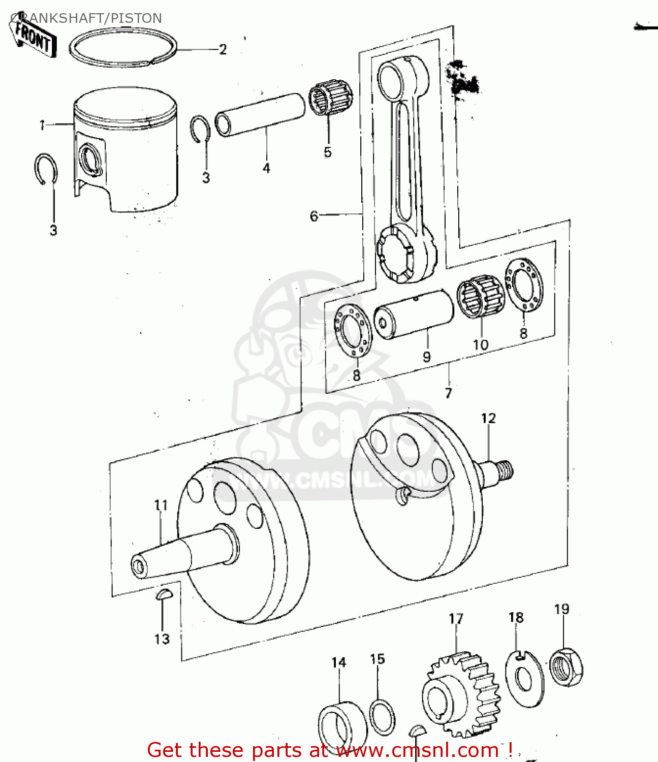 CRANKSHAFT/PISTON KX125-A5 1979
