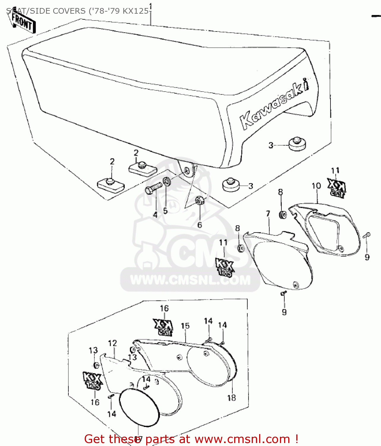 SEAT/SIDE COVERS ('78-'79 KX125- KX125-A5 1979
