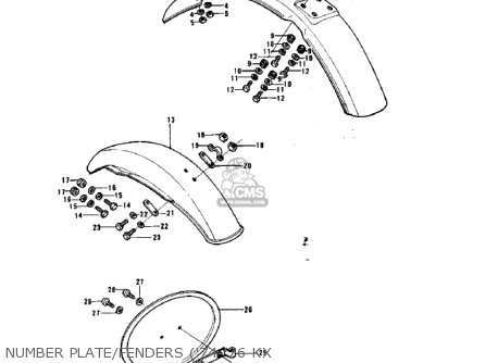 NUMBER PLATE/FENDERS ('74-'76 KX - KX125-A5 1979