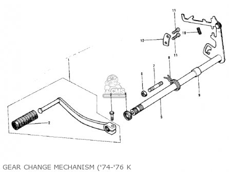 GEAR CHANGE MECHANISM ('74-'76 K - KX125-A5 1979