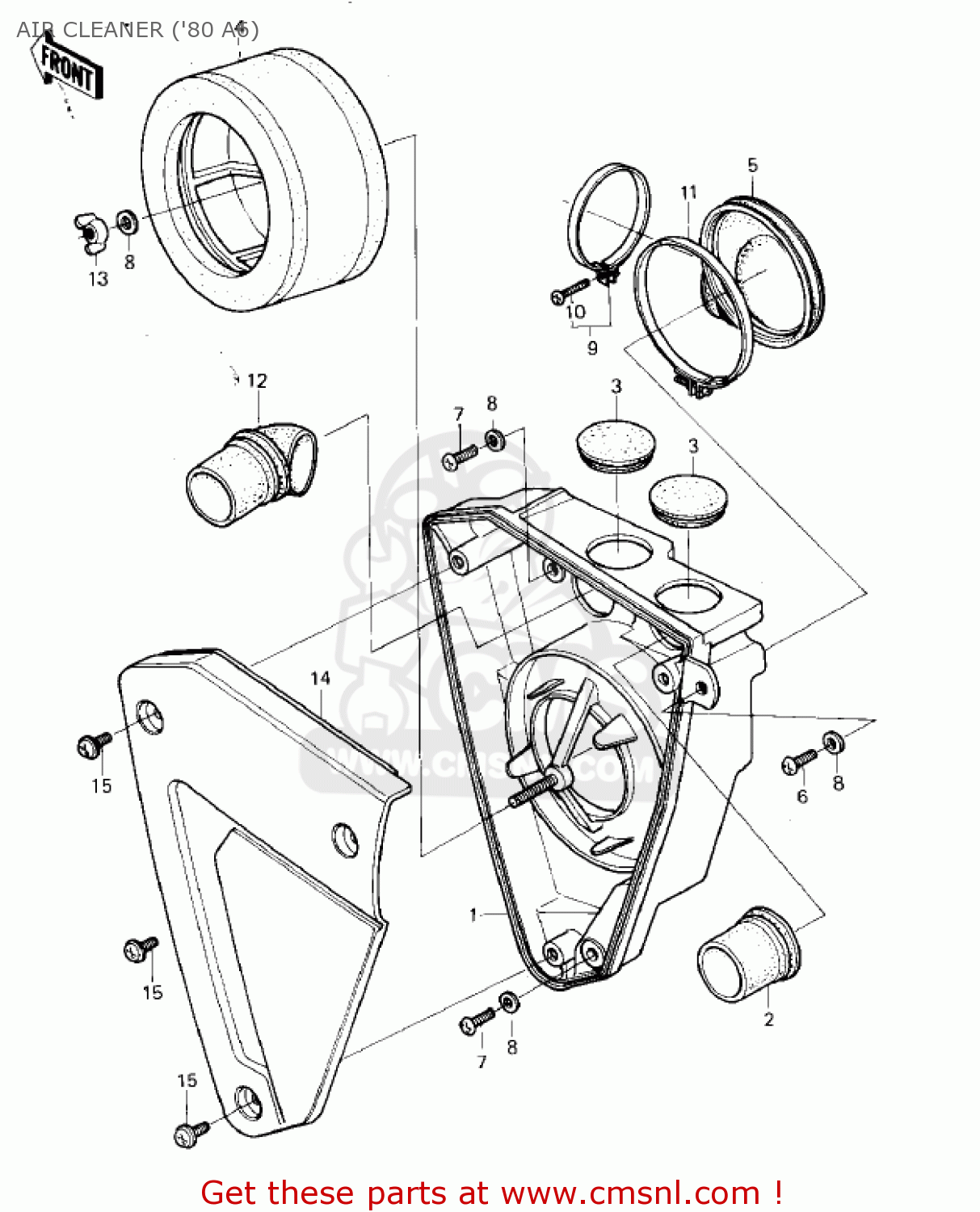 AIR CLEANER ('80 A6) KX125-A6 KX125 1980 UNITED KINGDOM USA CANADA AL
