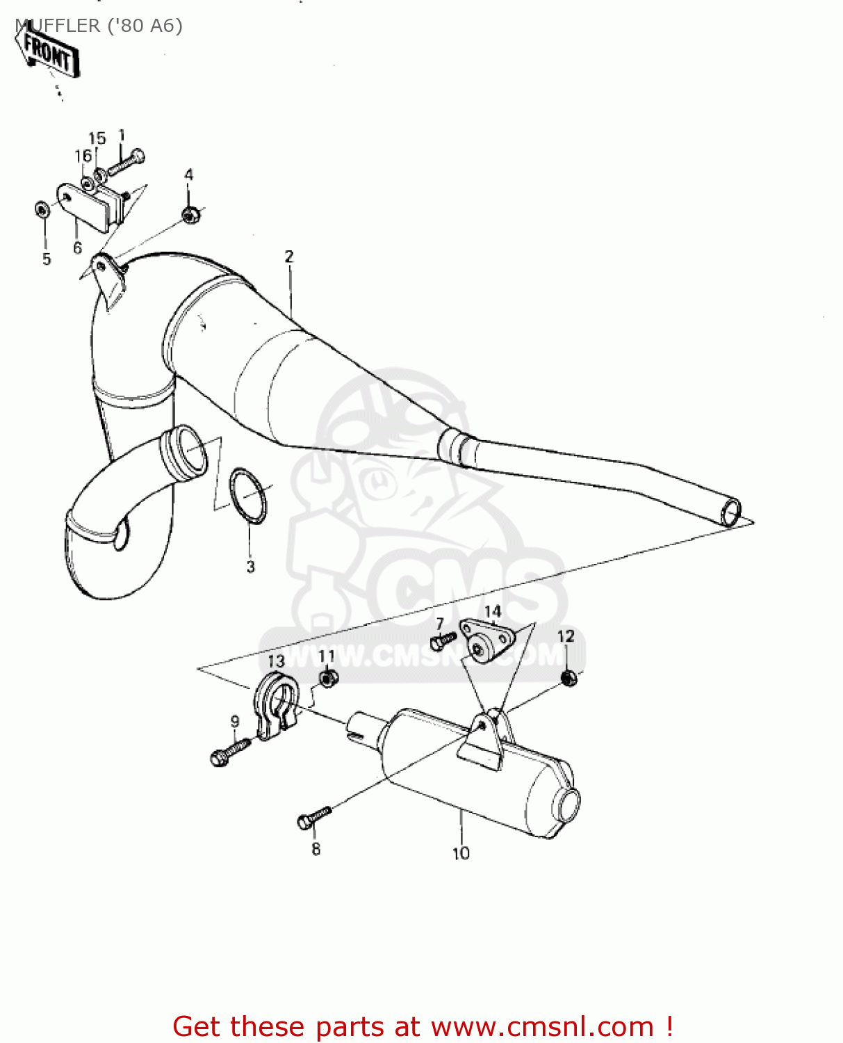 MUFFLER ('80 A6) KX125-A6 KX125 1980 UNITED KINGDOM USA CANADA AL