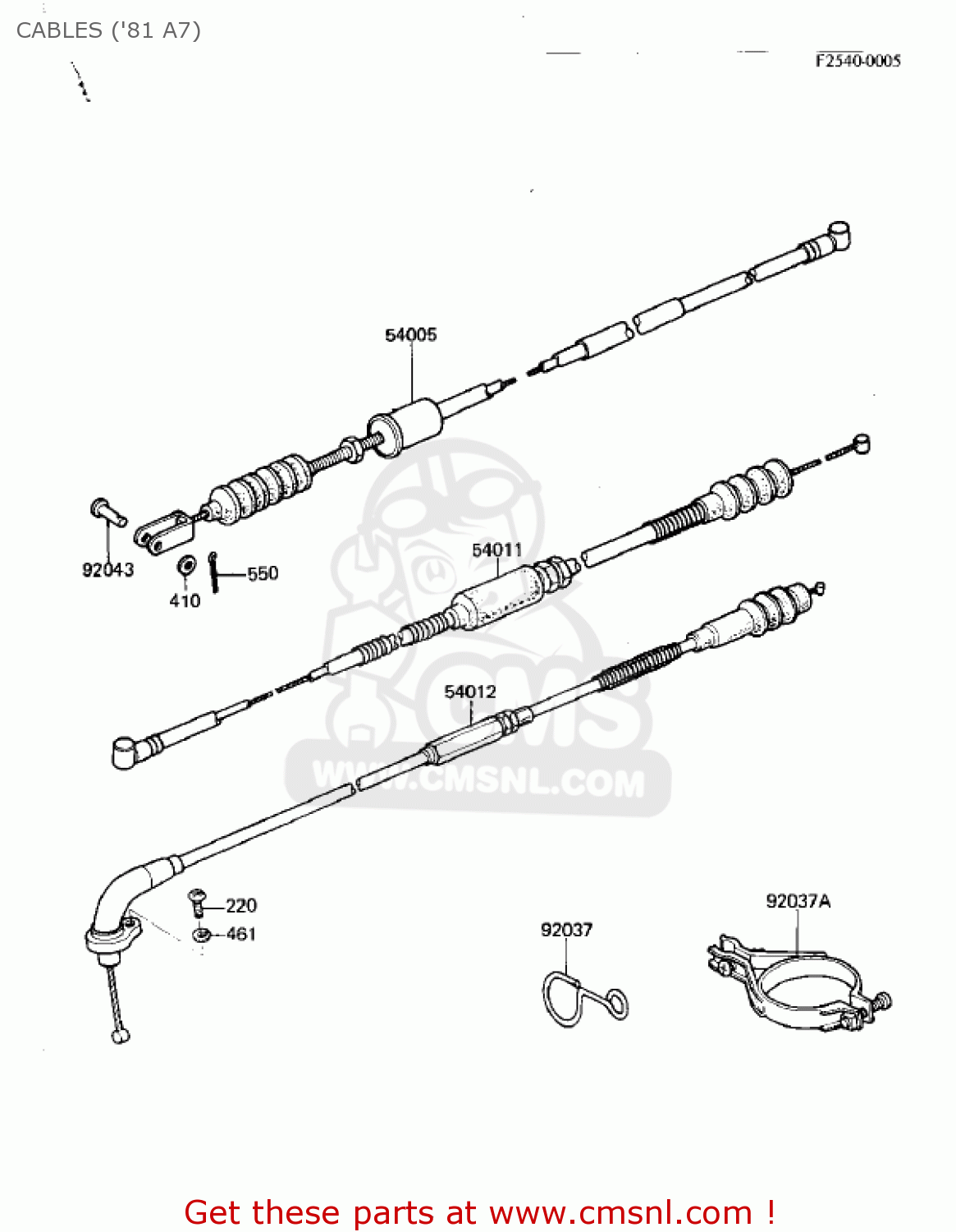 CABLES ('81 A7) KX125-A6 KX125 1980 UNITED KINGDOM USA CANADA AL