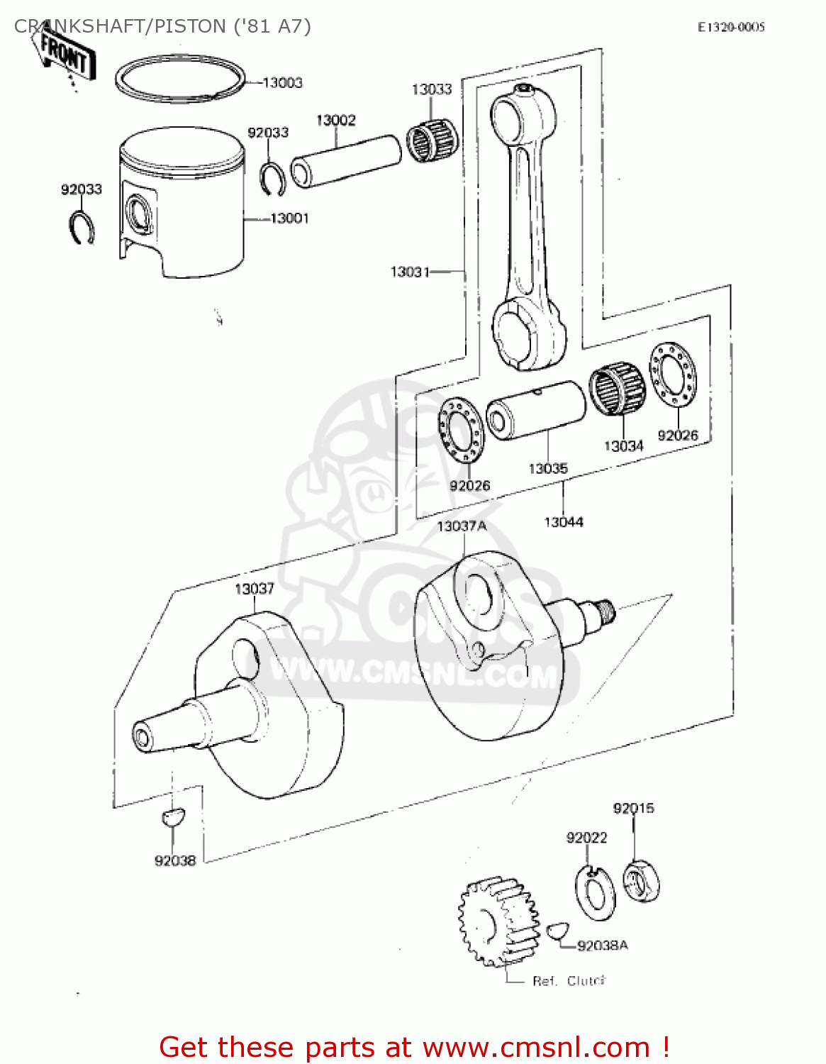 CRANKSHAFT/PISTON ('81 A7) KX125-A6 KX125 1980 UNITED KINGDOM USA CANADA AL