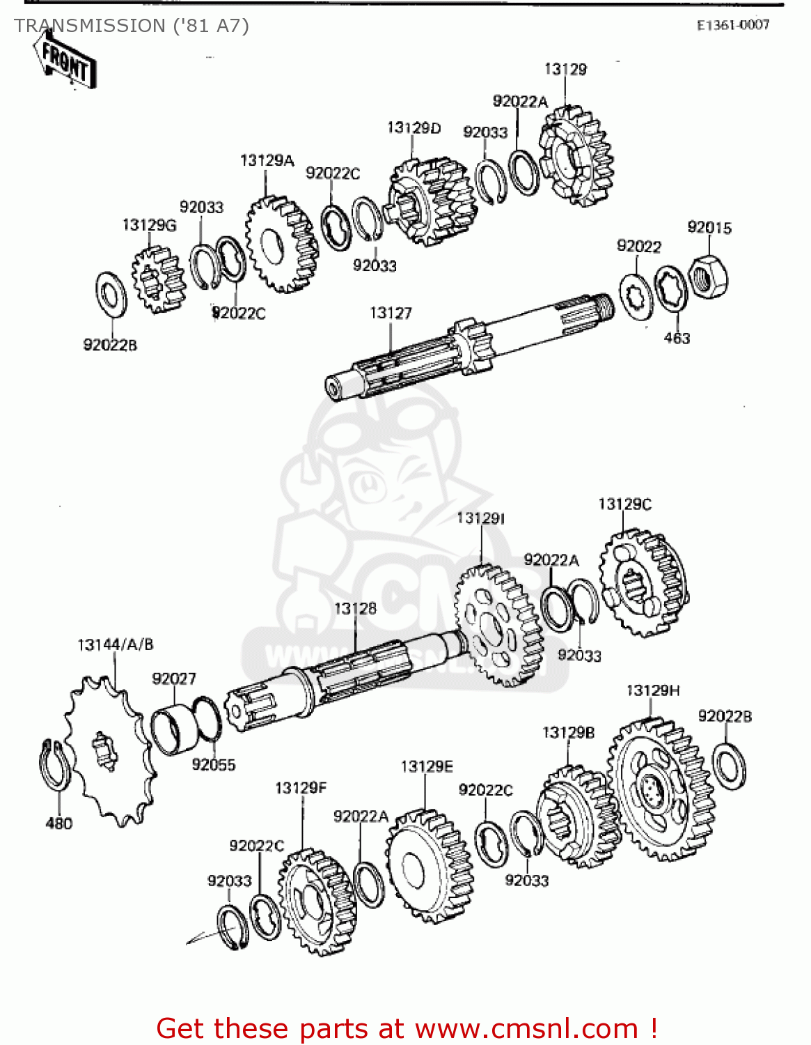 TRANSMISSION ('81 A7) KX125-A6 KX125 1980 UNITED KINGDOM USA CANADA AL