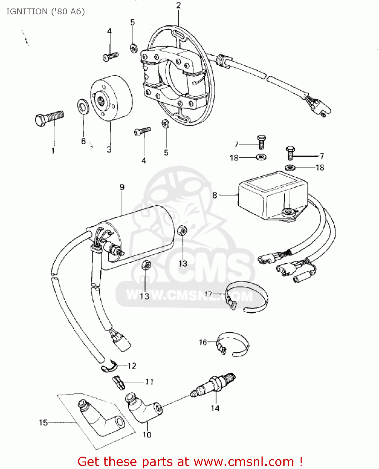 IGNITION ('80 A6) KX125-A6 KX125 1980 UNITED KINGDOM USA CANADA AL