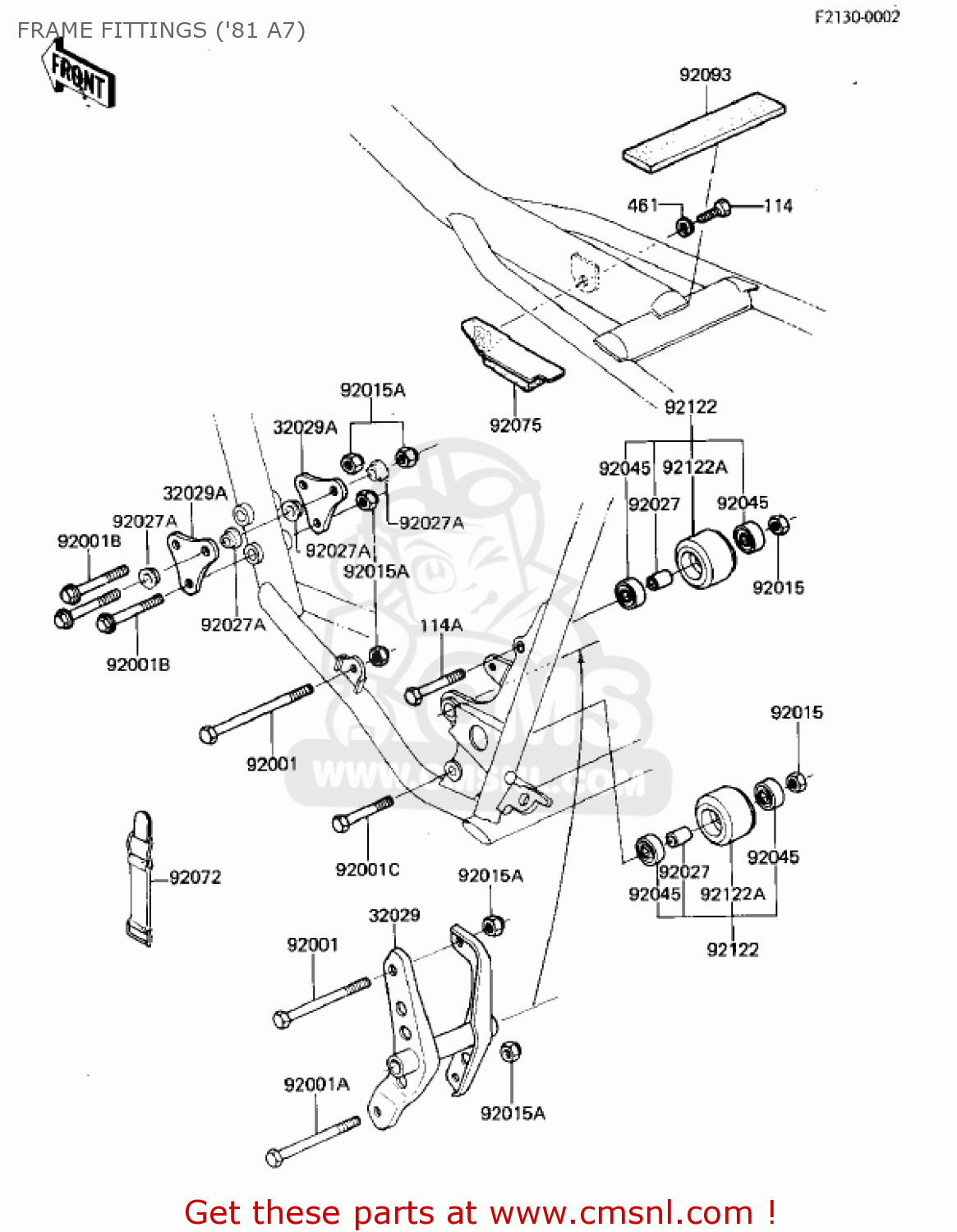 FRAME FITTINGS ('81 A7) KX125-A6 KX125 1980 UNITED KINGDOM USA CANADA AL