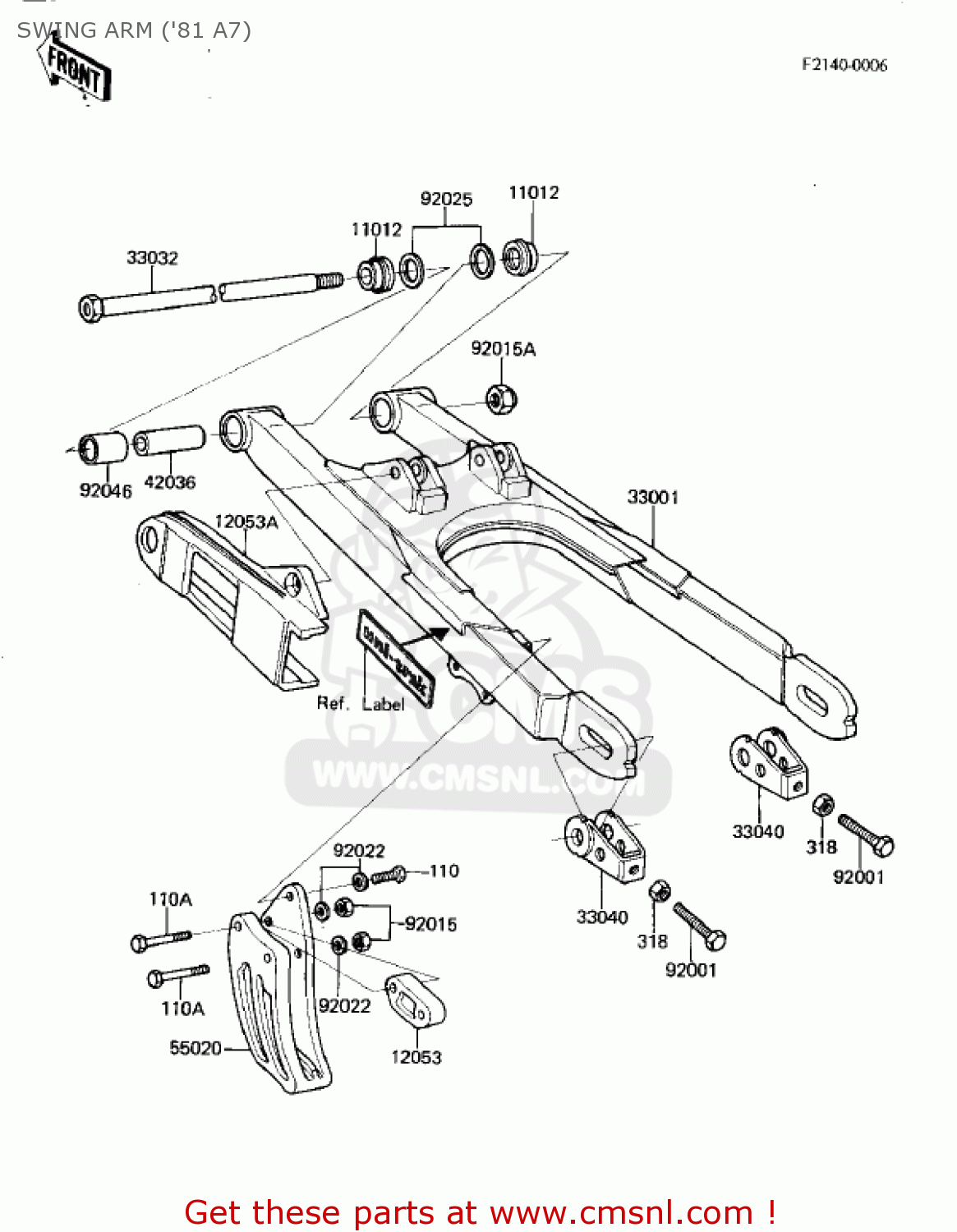 SWING ARM ('81 A7) KX125-A6 KX125 1980 UNITED KINGDOM USA CANADA AL