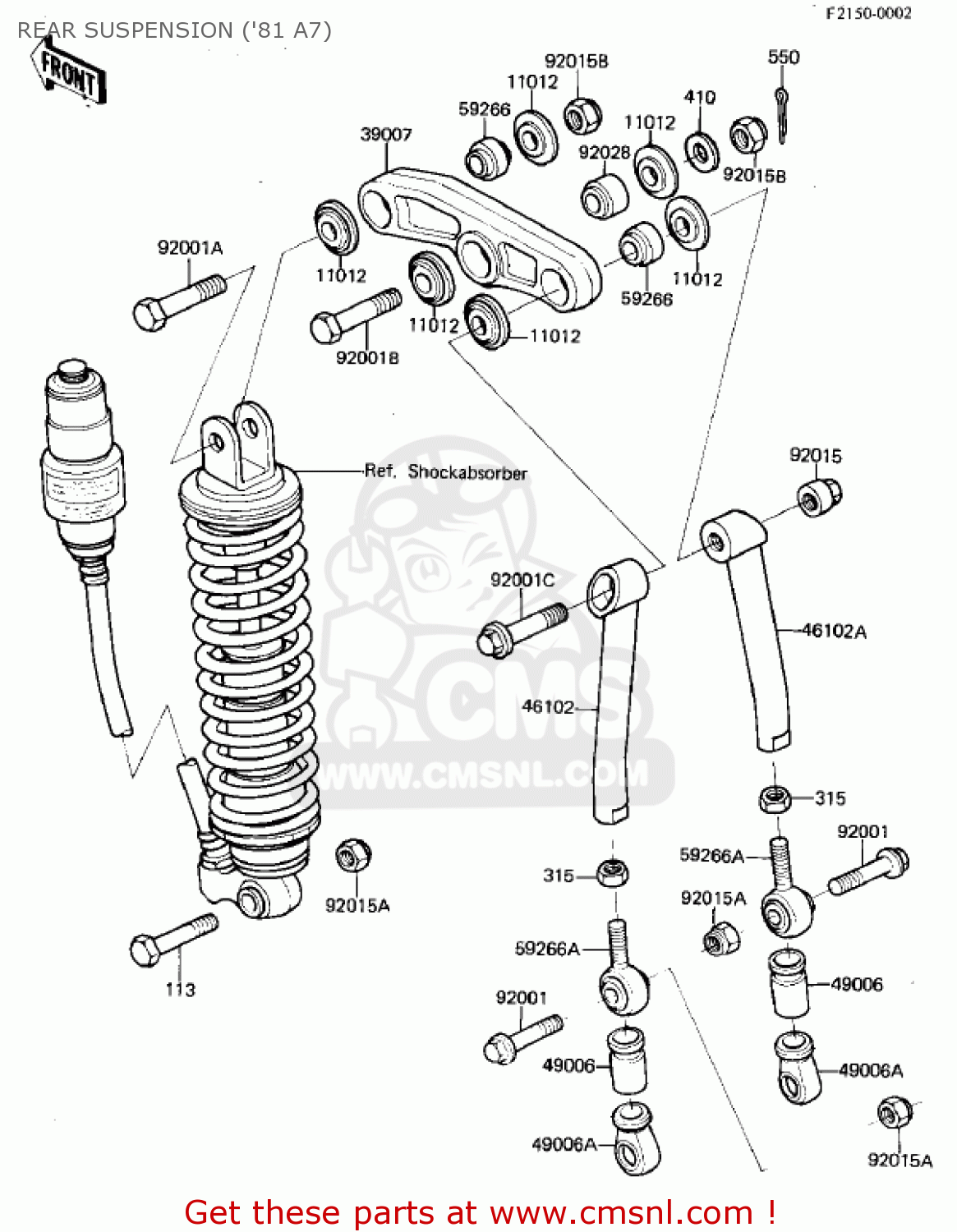 REAR SUSPENSION ('81 A7) KX125-A6 KX125 1980 UNITED KINGDOM USA CANADA AL