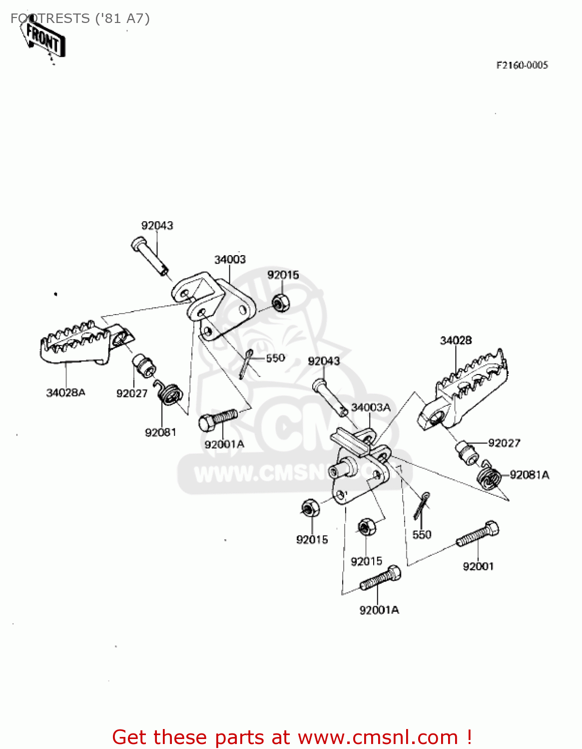 FOOTRESTS ('81 A7) KX125-A6 KX125 1980 UNITED KINGDOM USA CANADA AL