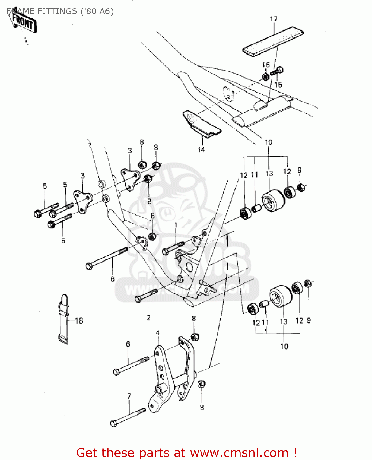 FRAME FITTINGS ('80 A6) KX125-A6 KX125 1980 UNITED KINGDOM USA CANADA AL