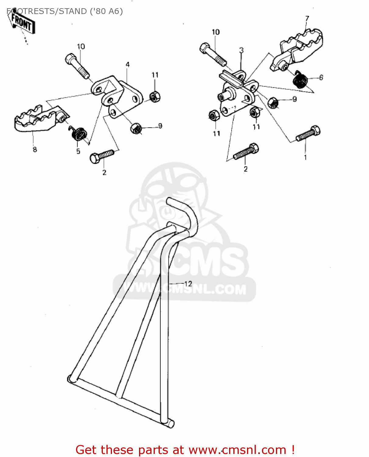 FOOTRESTS/STAND ('80 A6) KX125-A6 KX125 1980 UNITED KINGDOM USA CANADA AL