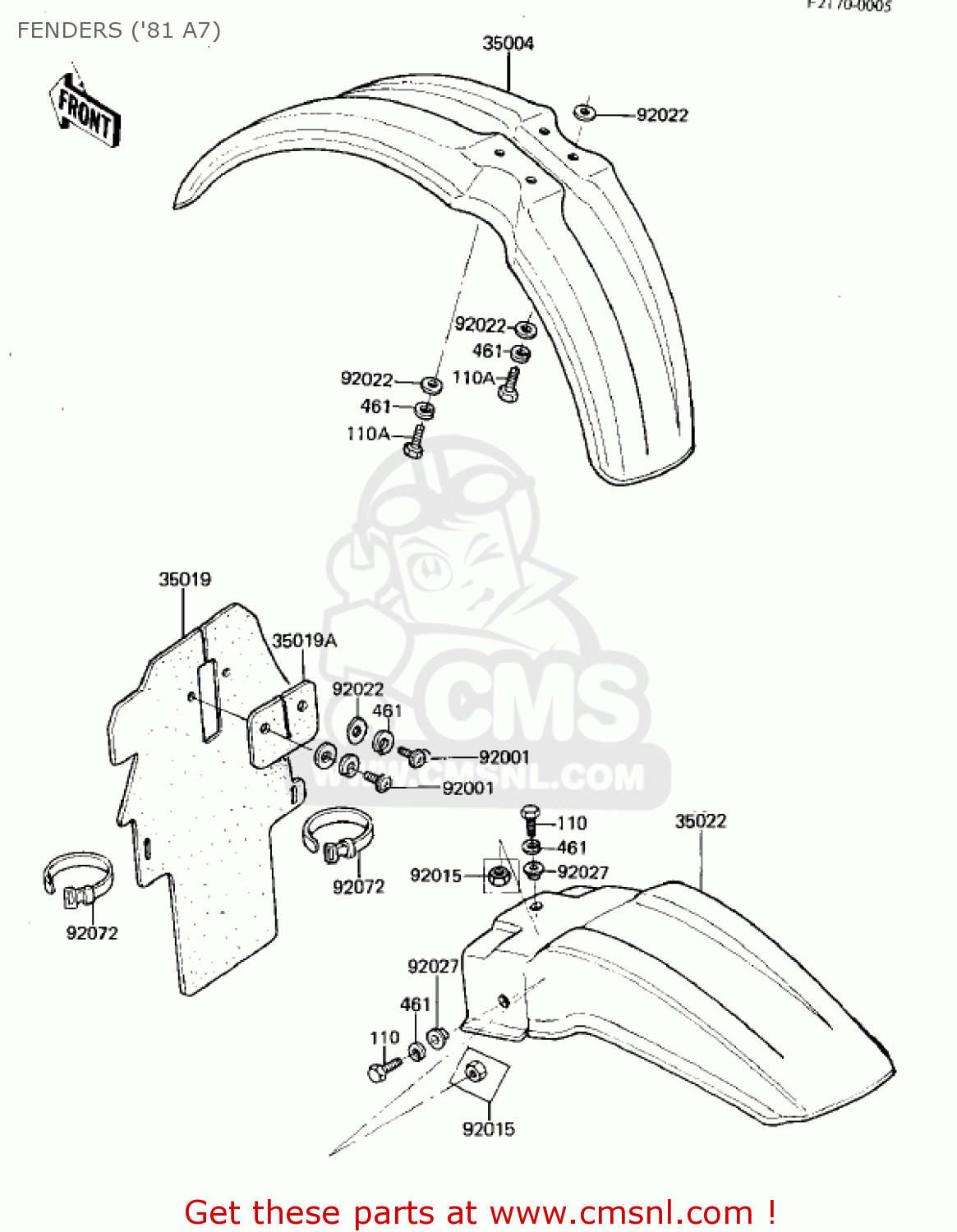 FENDERS ('81 A7) KX125-A6 KX125 1980 UNITED KINGDOM USA CANADA AL