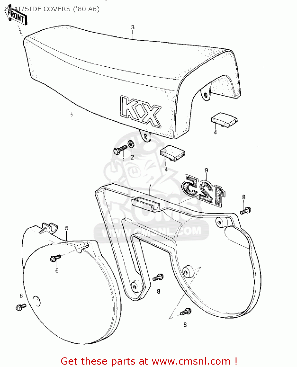 SEAT/SIDE COVERS ('80 A6) KX125-A6 KX125 1980 UNITED KINGDOM USA CANADA AL