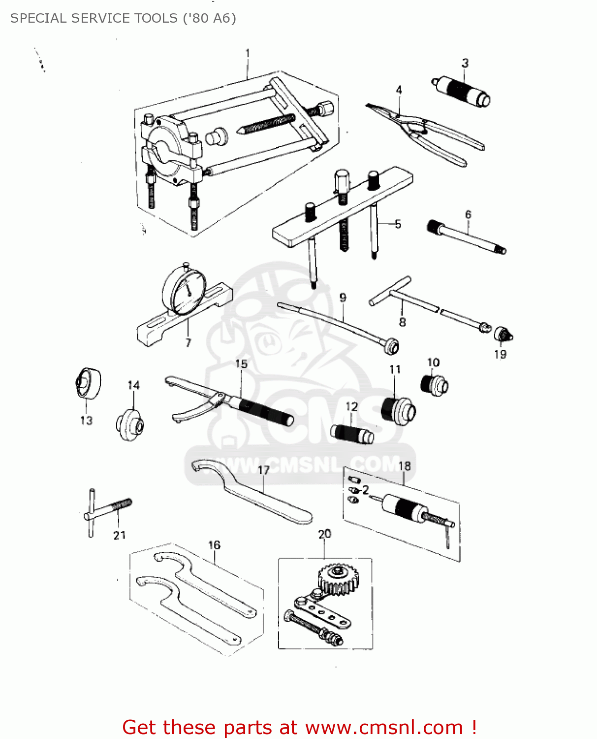 SPECIAL SERVICE TOOLS ('80 A6) KX125-A6 KX125 1980 UNITED KINGDOM USA CANADA AL