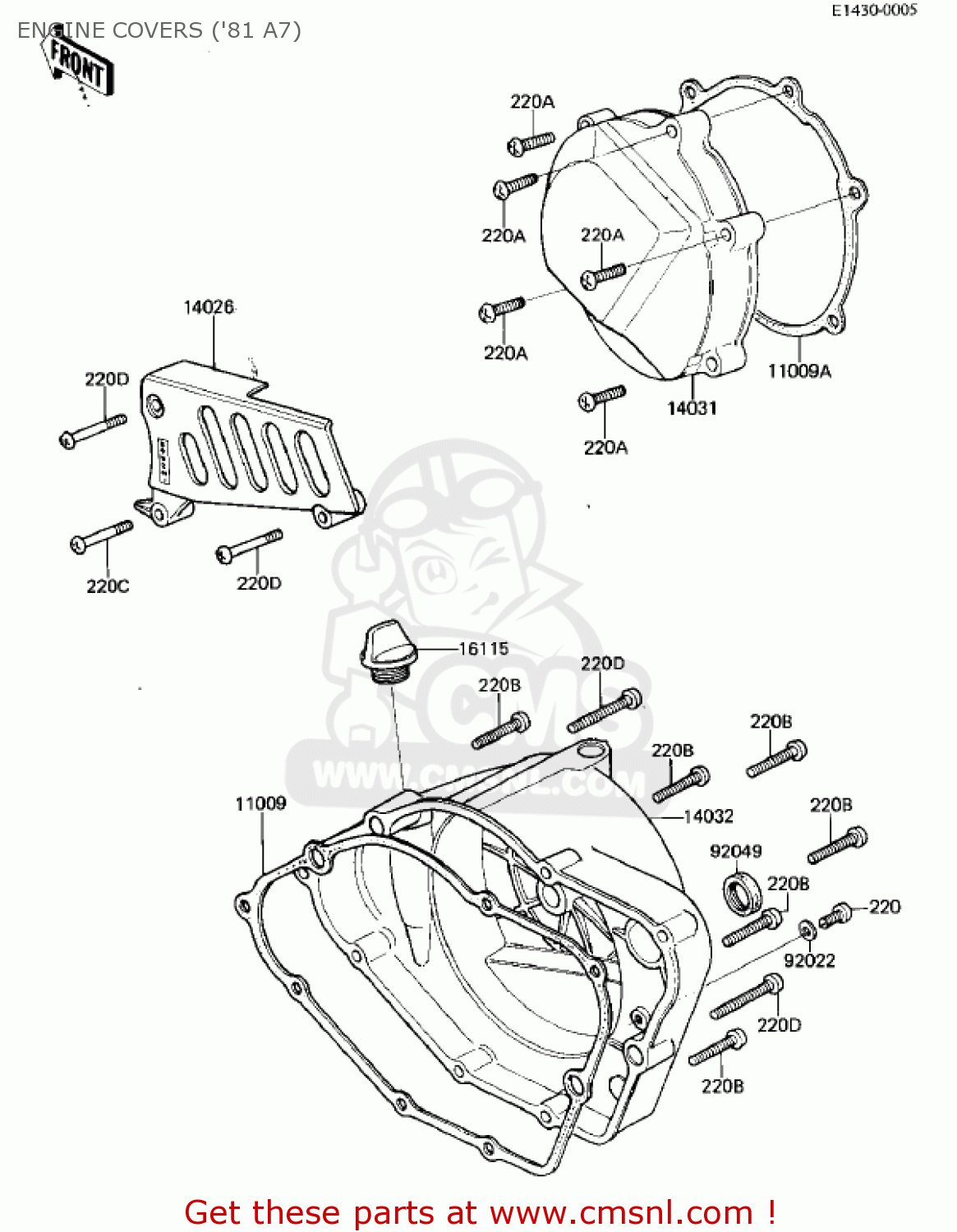 ENGINE COVERS ('81 A7) KX125-A6 KX125 1980 UNITED KINGDOM USA CANADA AL