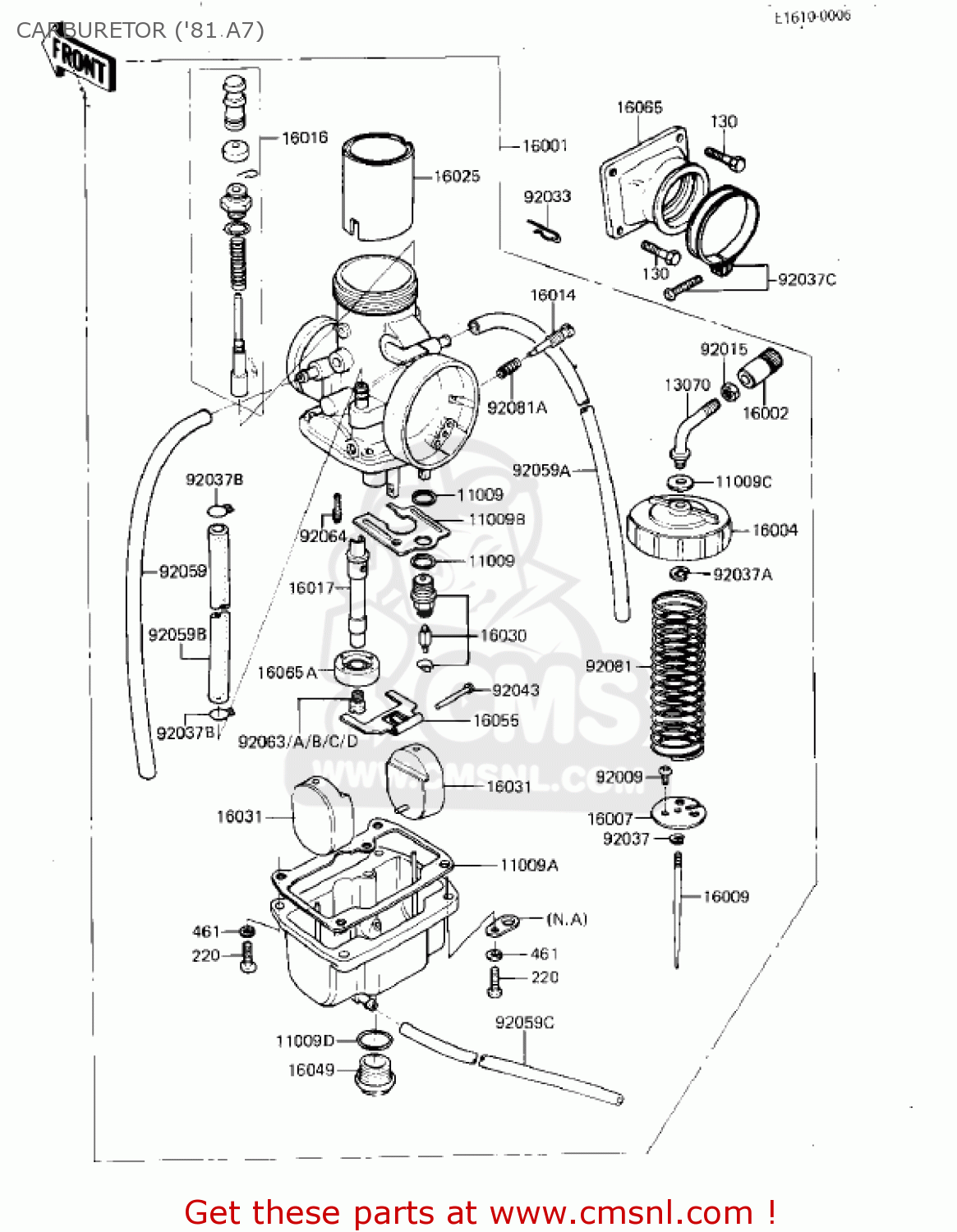 CARBURETOR ('81 A7) KX125-A6 KX125 1980 UNITED KINGDOM USA CANADA AL
