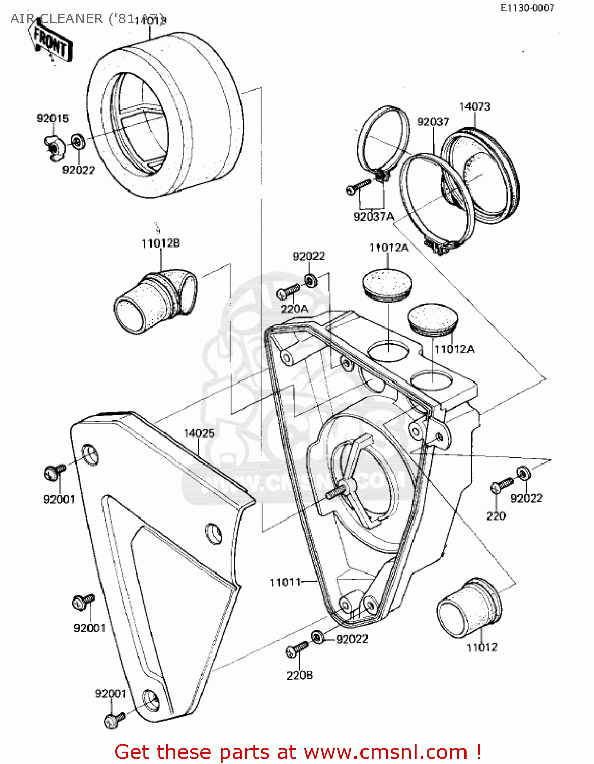 AIR CLEANER ('81 A7) KX125-A6 KX125 1980 UNITED KINGDOM USA CANADA AL