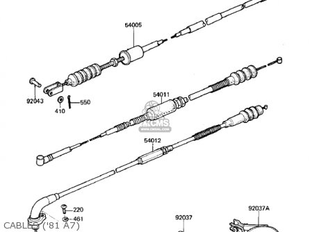 CABLES ('81 A7) - KX125-A6 KX125 1980 UNITED KINGDOM USA CANADA AL